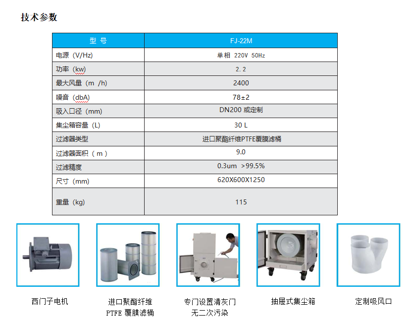 FJ-22M工業(yè)集塵器技術(shù)參數(shù)